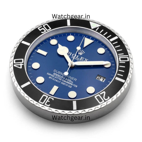 Rolex Submariner Blue Dial Black Bezel Wall Clock - Image 3