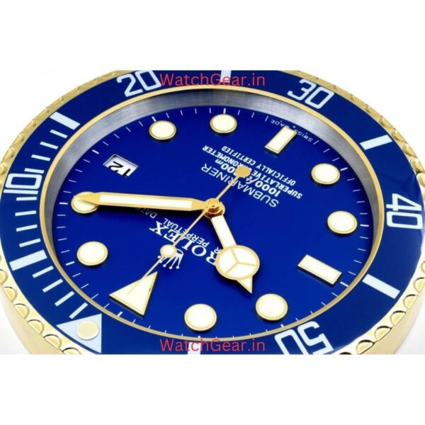 Rolex Submariner Blue Dial Golden Wall Clock - Image 2