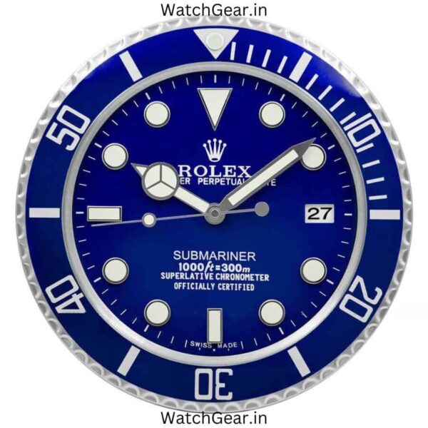 Rolex Submariner Blue Dial Steel Wall Clock