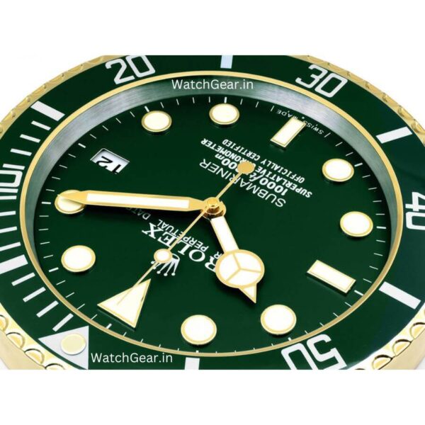 Rolex Submariner Green Dial Golden Wall Clock - Image 2