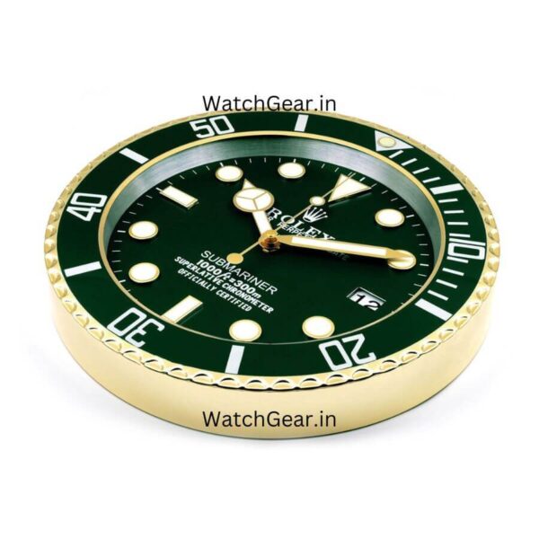 Rolex Submariner Green Dial Golden Wall Clock - Image 3