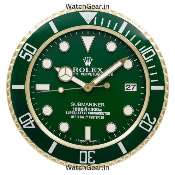 Rolex Submariner Green Dial Golden Wall Clock