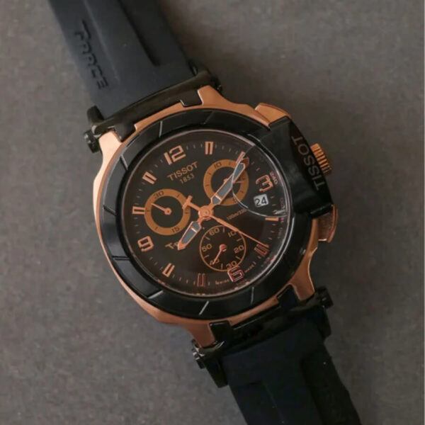 Tissot T-Race Black Dial Rose Gold Watch