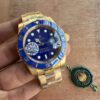 rolex submariner blue dial full gold automatic watch