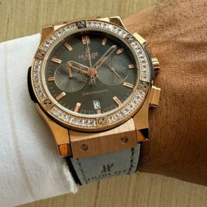 hublot fusion grey dial chronograph grey rubber watch