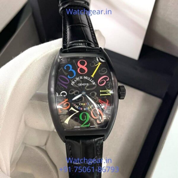 Franck Muller Crazy Hours Full Black Leather Watch