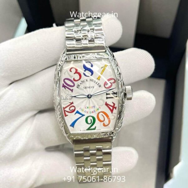 Franck Muller Crazy Hours White Dial Steel Bracelet Watch