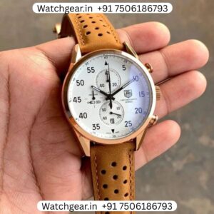 Tag Heuer SpaceX Rose Gold Brown Leather Strap Watch