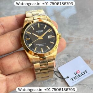 Tissot Gentleman Powermatic 80 Silicium Black Dial Gold Watch